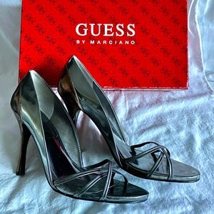 GUESS Y2K bronze & silver strappy heel